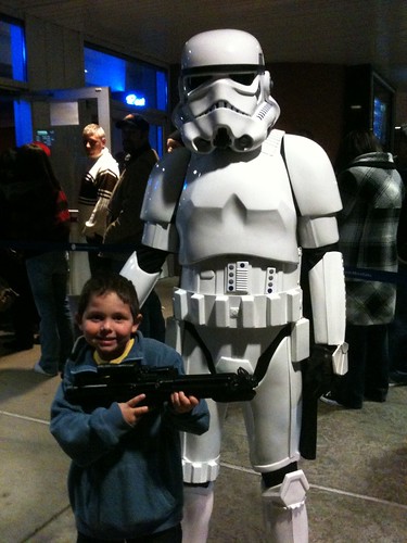 Zach With Stormtrooper at Studio Movie Grill 2-11-12