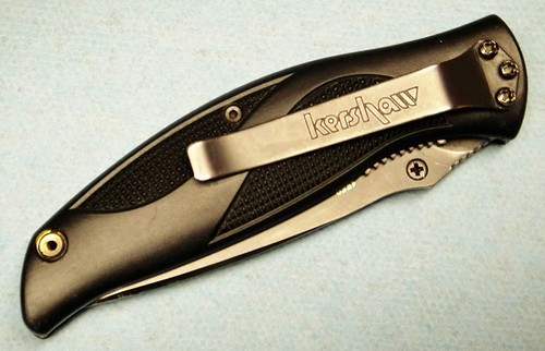 Kershaw Blackout Folding Knife Assisted 3-1/4" Plain Blade, Polyimide Handles