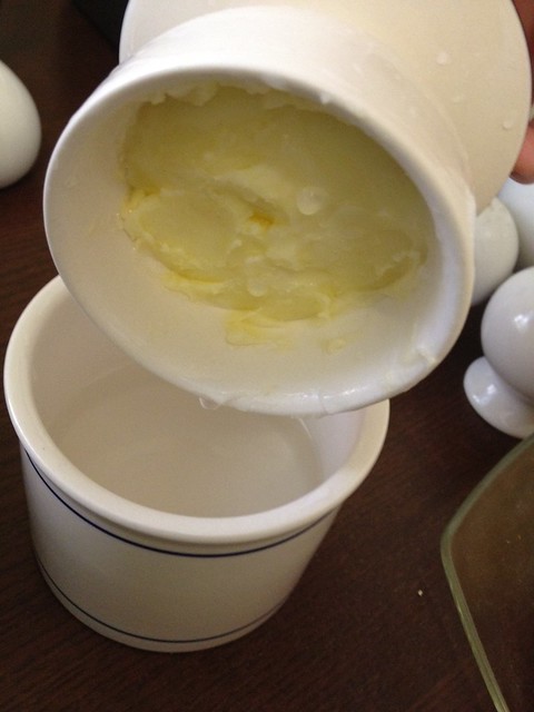 Our homemade butter in the butter keeper