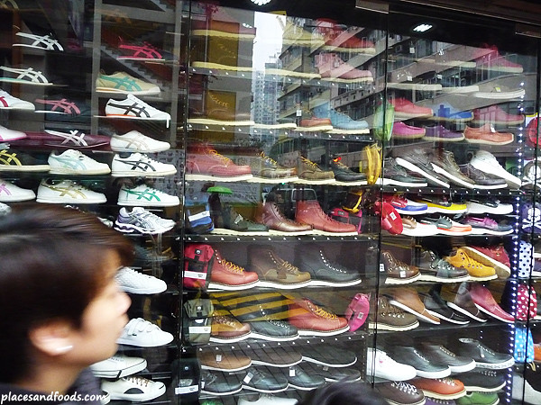 Sport shoes on display at Fa Yuen Street.