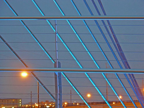 blue lit cables