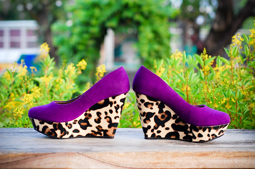 Evelyn Leopard Purple Wedges