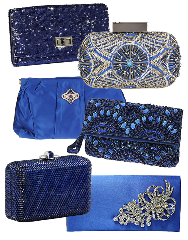 Maddalena Marconi Blue Satin Clutch Bag with Embellishment 185