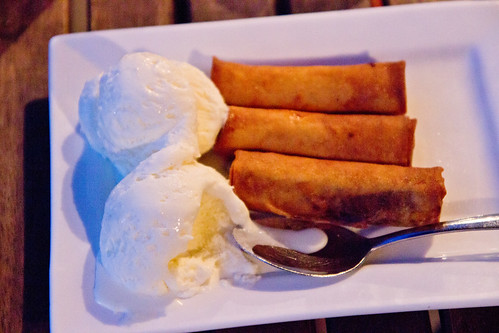 Fried Smiling Banana with Ice Cream at Smiling Banana Leaf