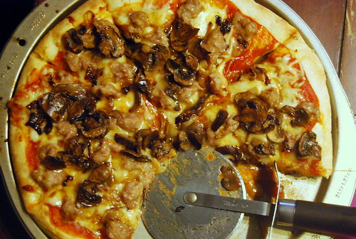 Caramelized Onion, Mushroom, and Sausage Pizza