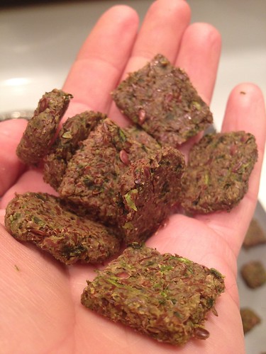 Flax, kale, and peanut butter treats