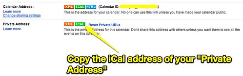Private iCal Address
