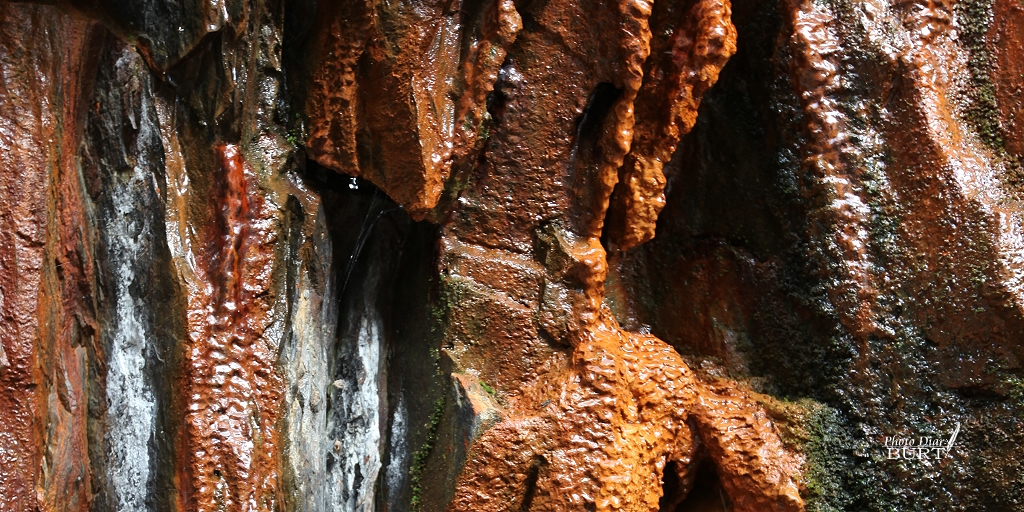 岩壁上的溫泉與鐵質沉澱物