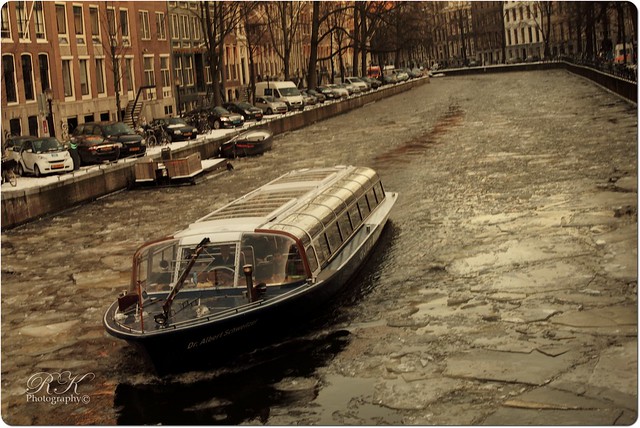 Cruise Boat on frozen canal