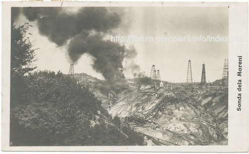 Carte postala / incendiu petrolier Moreni Prahova -1929