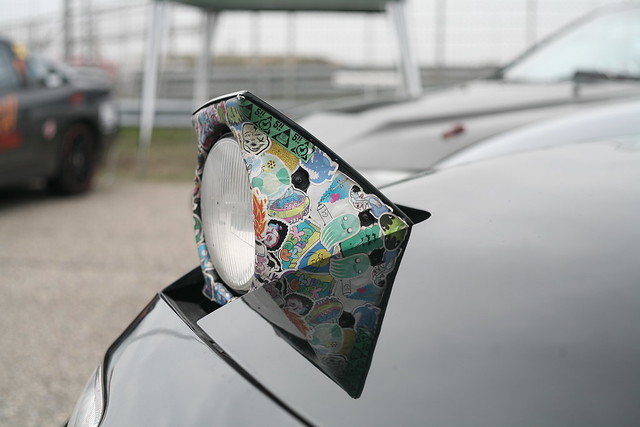Stickerbombed Mazda MX5 headlight
