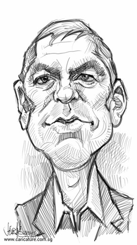 George Clooney digital caricature sketch on Samsung Galaxy Note 2
