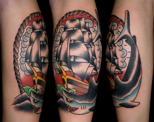 Ship Shark tattoo myke chambers Tattoo by Myke Chambers wwwmykechambers