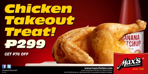 Max's Chicken Take Out Promo