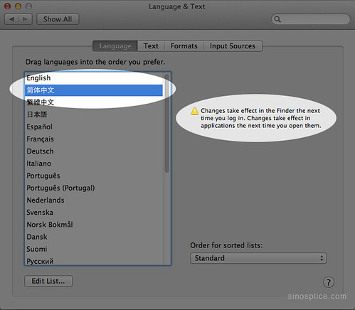 Mac OS Language Settings