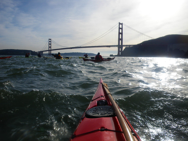 bridge and kayakers