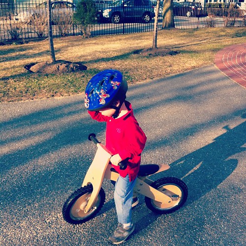 Riding his bike