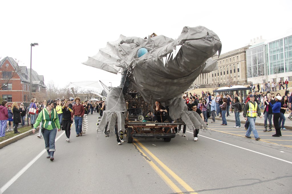 The 2012 dragon parades past Goldwin Smith Hall. 