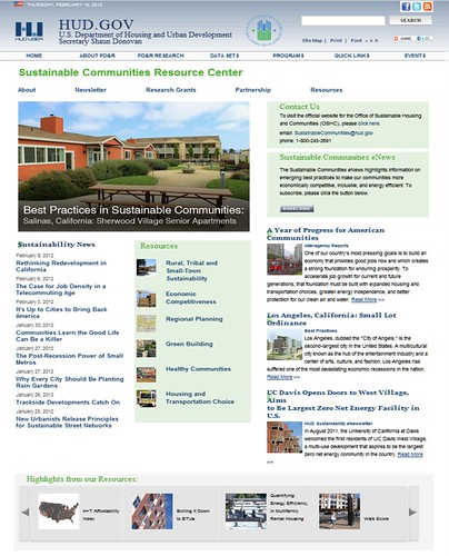the front page of HUD's Sustainable Communities Resource Center