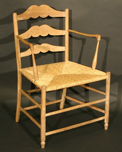A pass type ladder back chair in ash, designed in the manner of Gimson and said to have been made by the craftsman himself