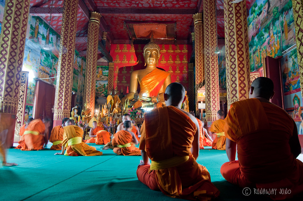 Monks Praying in Luang Prabang Laos