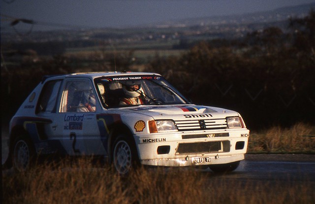 Ari Vatanen in a Peugeot 205 T16 on the Knowsley Safari Park stage of the 