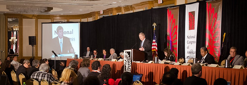 Agriculture Secretary Tom Vilsack today joined tribal leaders from across the nation at the National Congress of American Indians Tribal Nations Legislative Summit in Washington, D. C. on Wednesday March 7, 2012, where he announced investments of $900,000 for positive nutrition education and physical activity habits that can lead to healthier lifestyles. USDA photo by Lance Cheung.