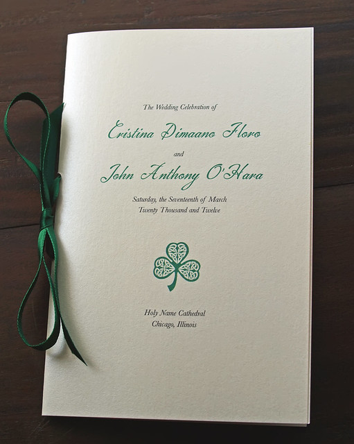 4 Page Shamrock Celtic Irish Wedding Ceremony Program wedding programs irish