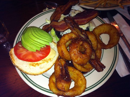 Bacon Avo Burger with Onion Rings!