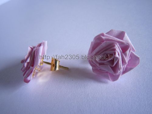 Handmade Jewelry – Paper Strips Rose Stud  1 by fah2305