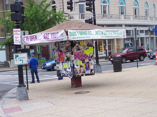 Information kiosk in the Adams Morgan neighborhood at 18th Street and Columbia Road NW