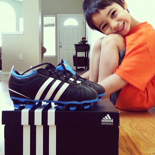 Someone's getting ready for his for soccer season! His uncle Stan will be coaching the team this year!