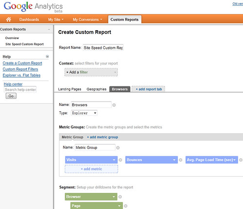 Google Analytics Site Speed custom report-b