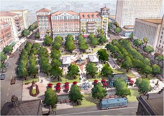 proposed downtown plaza, El Paso (by: Dover Kohl & Partners for Plan El Paso)
