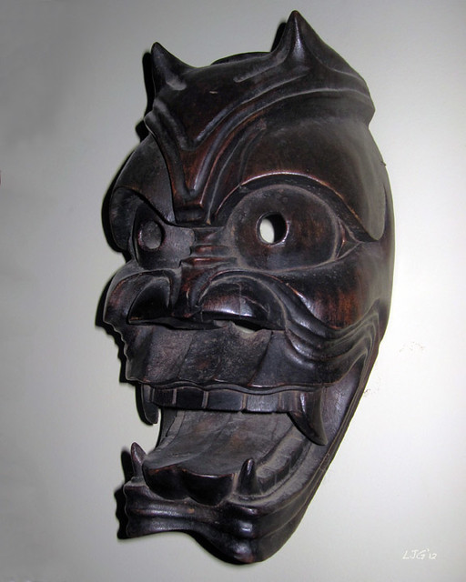 Japanese Oni Mask Edo period early 1800's 200 yrs old Oni mask hand 
