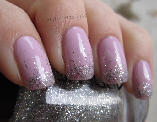 Revlon Lilac Pastelle with Silver Glitter Tips