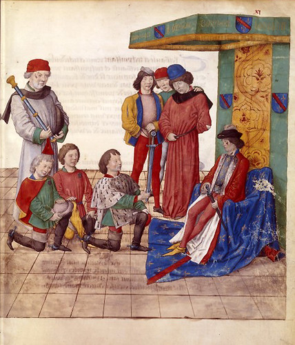 006-Le libre des tournois…1460- René d’ Anjou-Français 2692, fol. 11-Señor desafiado aceptando el reto