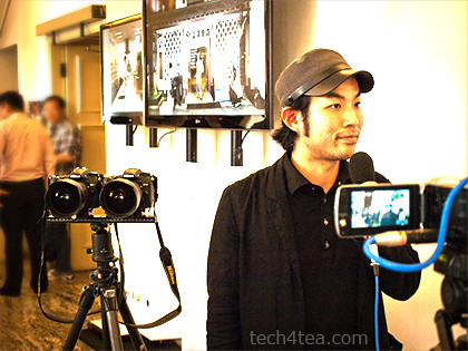 Stefen Chow being interviewed at the launch of the exhibition.