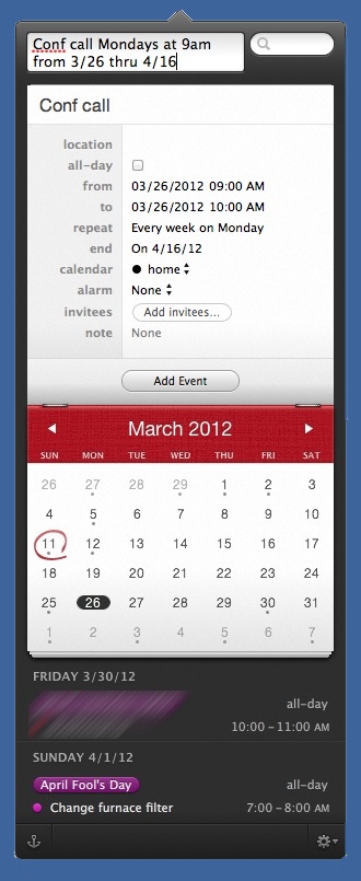 Fantastical with repeating dates