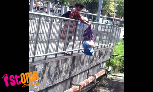 Woman caught dumping bagful of rubbish into drain 