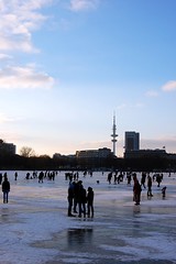 The frozen Outer Alster Lake