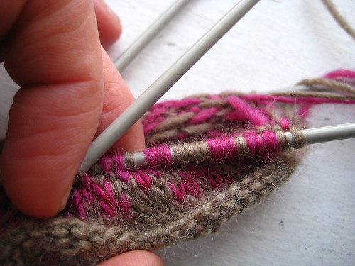 Attempting Fair Isle knitting (daily photo, 2/12/12)