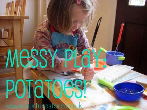 messy play with potatoes