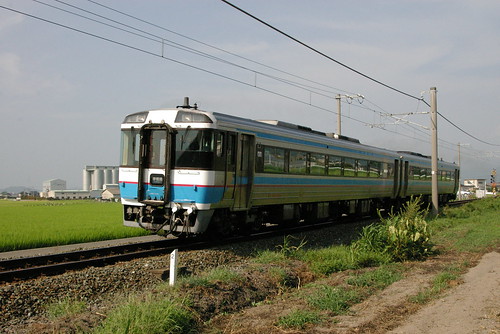 JR Shikoku 185series(3100s)  near Torinoki, Iyo, Ehime, Japan /August 18,2008