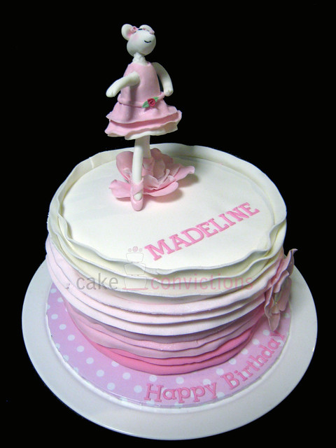 Ruffled Angelina Ballerina themed cake for a 2nd Birthday