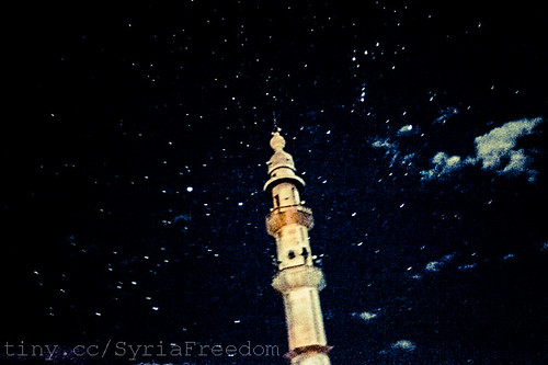 A night view of a minaret in Al Qsair. Jan. 31, 2012
