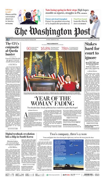 Front page, Washington Post, March 25. 2012