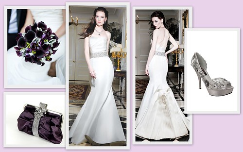 Having just the clutch and bridal bouquet purple keeps things elegant 