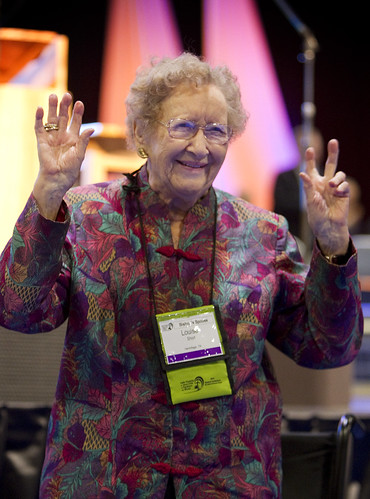 Louise Short, 105, greets General Conference