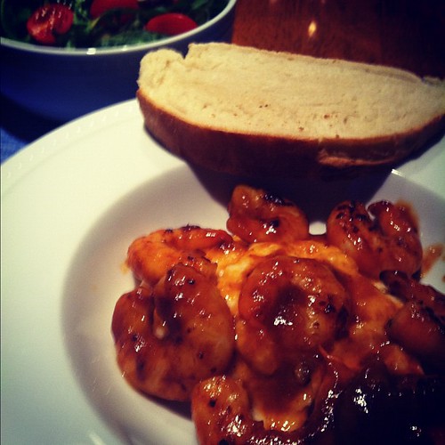 BBQ Shrimp. Bread. Orange Vinaigrette. #scratch #diy by benjaminrickard